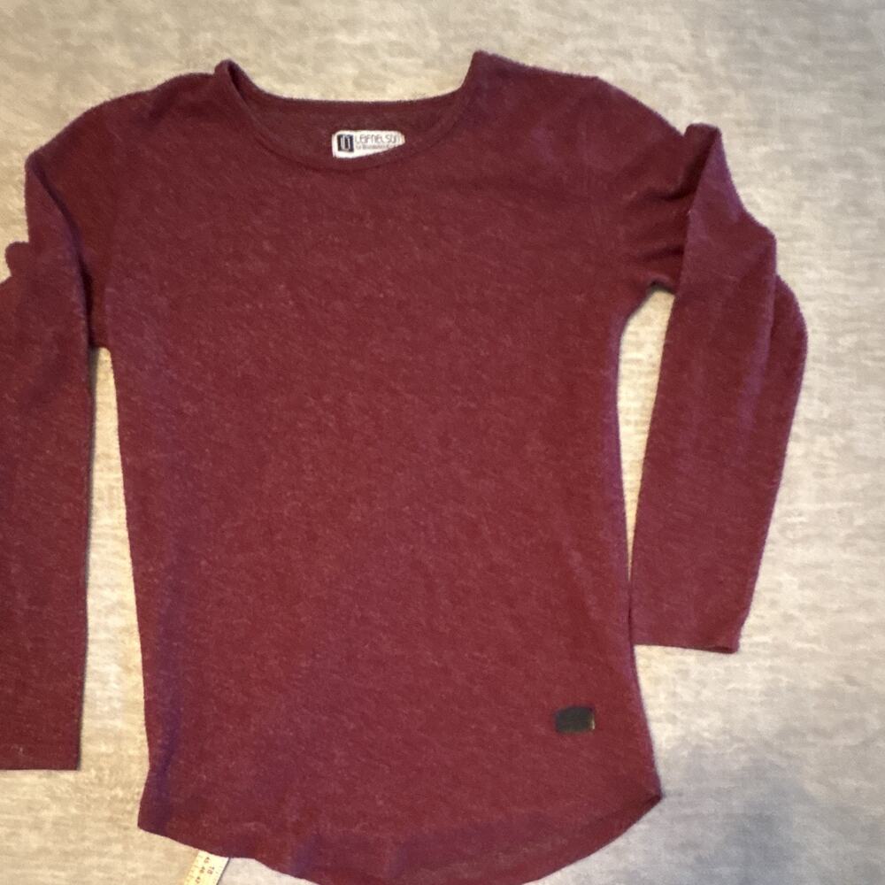 Leif Nelson Men's Burgundy Crew Neck Knit Pullover Sweater Logo, Size M